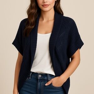 Navy short sleeve cardigan